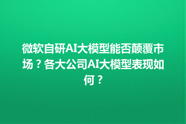 微软自研 AI 大模型能否颠覆市场？各大公司 AI 大模型表现如何？