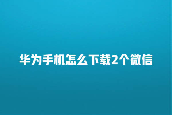 华为手机怎么下载 2 个微信