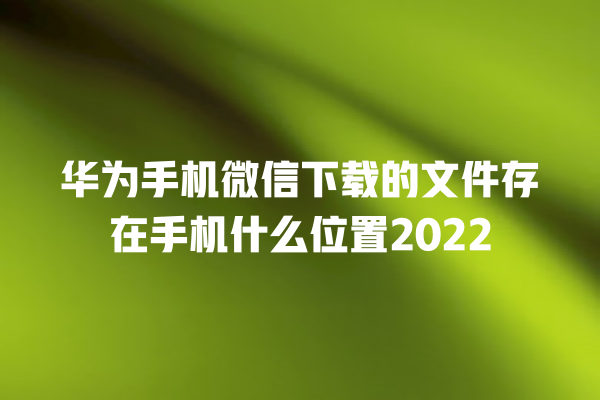 华为手机微信下载的文件存在手机什么位置 2022